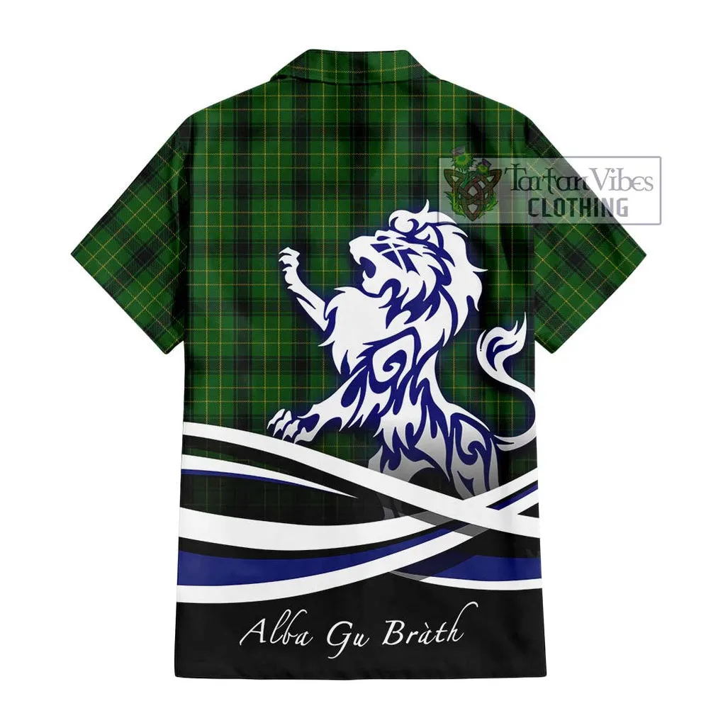 Arthur Highland Tartan Short Sleeve Button Shirt with Alba Gu Brath Regal Lion Emblem