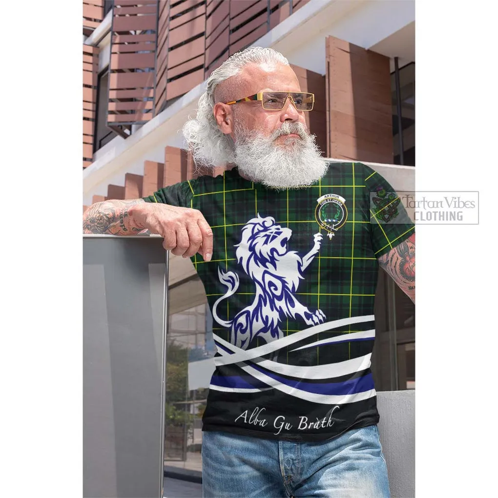 Arthur Modern Tartan Cotton T-shirt with Alba Gu Brath Regal Lion Emblem