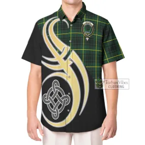 Arthur Modern Tartan Short Sleeve Button Shirt with Family Crest and Celtic Symbol Style