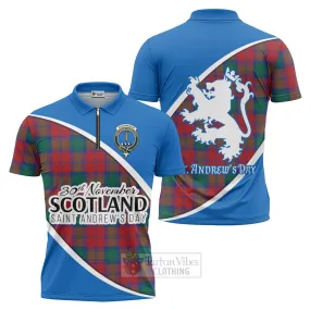 Auchinleck (Affleck) Family Crest Tartan Zipper Polo Shirt Celebrate Saint Andrew's Day in Style