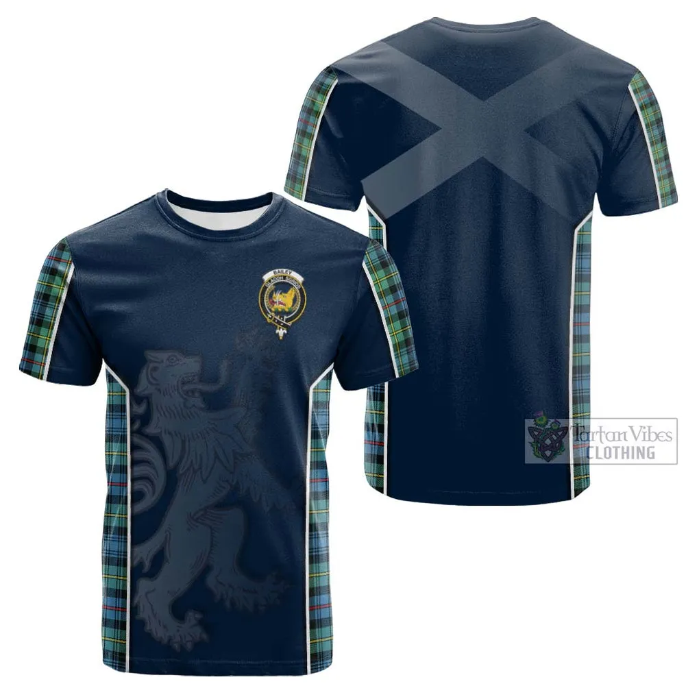 Bailey Ancient Tartan Cotton T-shirt with Family Crest and Lion Rampant Vibes Sport Style