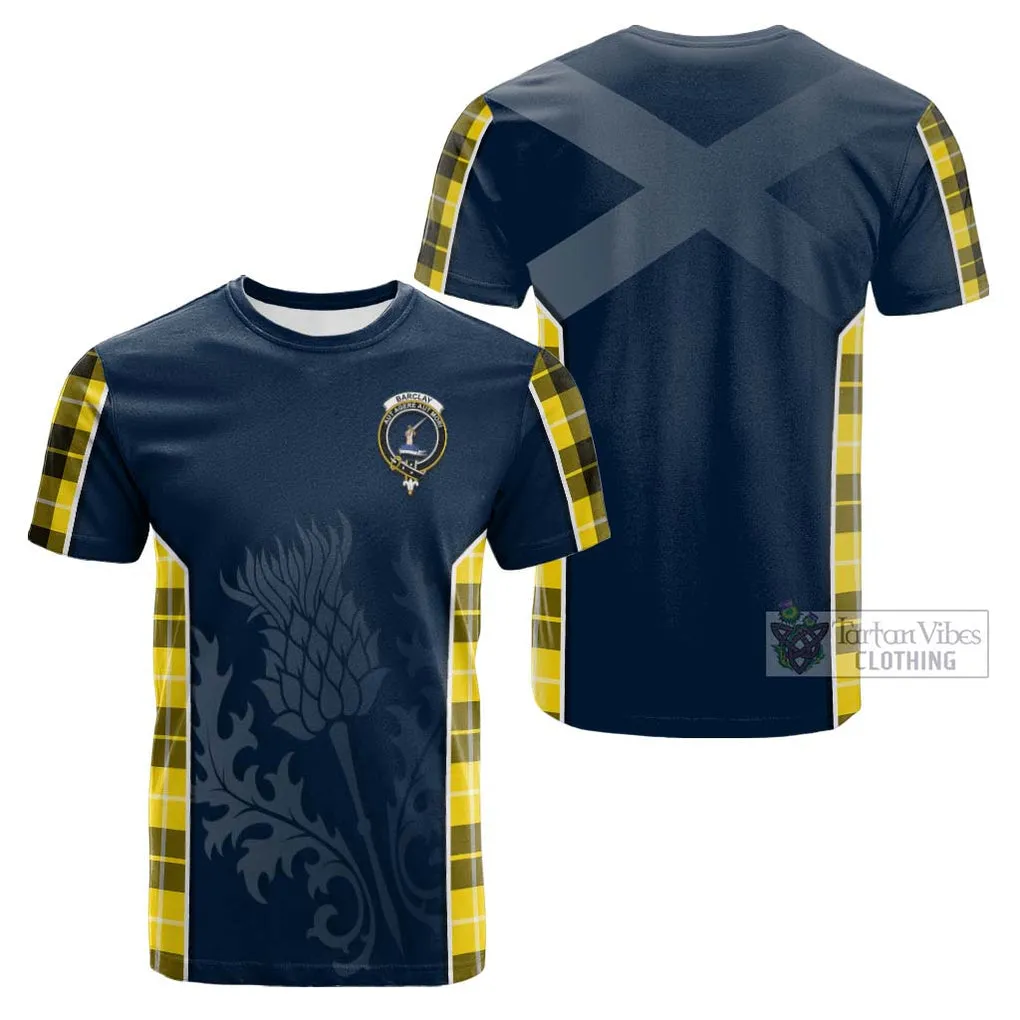 Barclay Dress Modern Tartan Cotton T-shirt with Family Crest and Scottish Thistle Vibes Sport Style