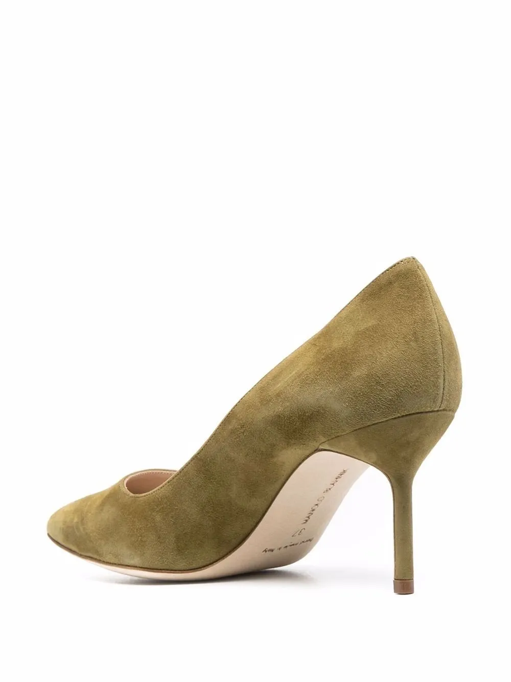 BB 70 Green Suede Mid-Heel Pumps