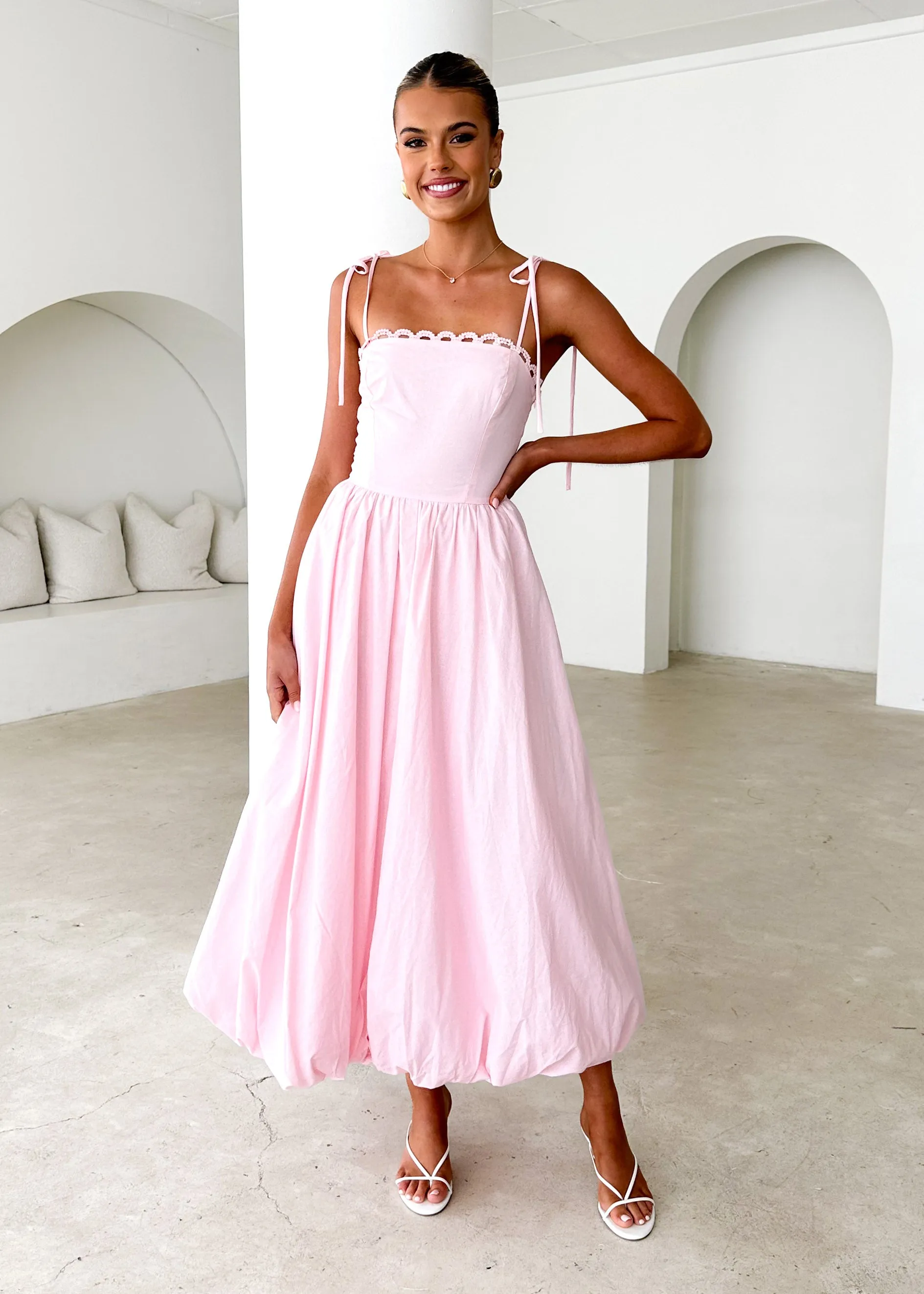 Bec Bubble Midi Dress - Blush