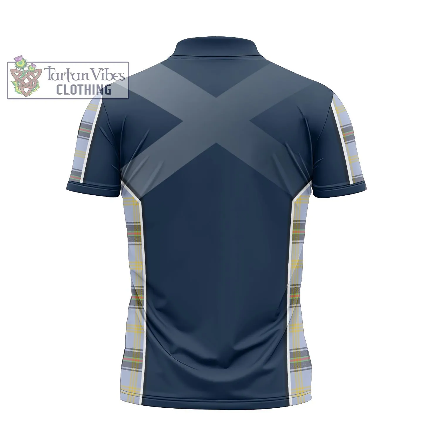 Bell Tartan Zipper Polo Shirt with Family Crest and Scottish Thistle Vibes Sport Style