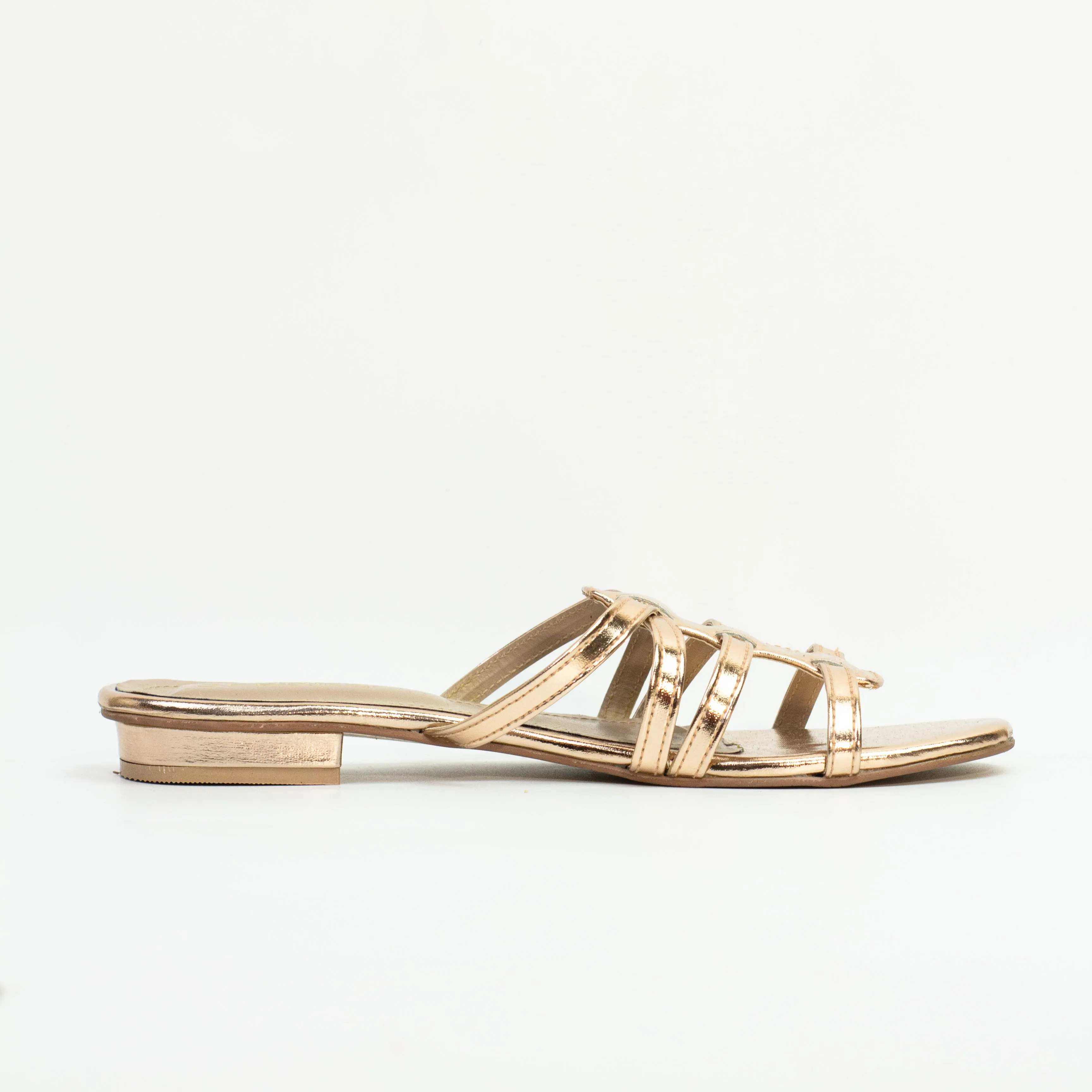 Bella Rose Gold Twisted Straps Flat Sandals