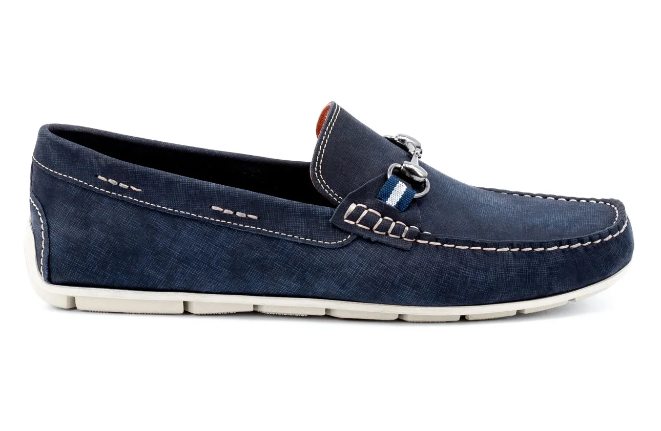 Bermuda Nubuck Horse Bit Loafers in Navy by Martin Dingman