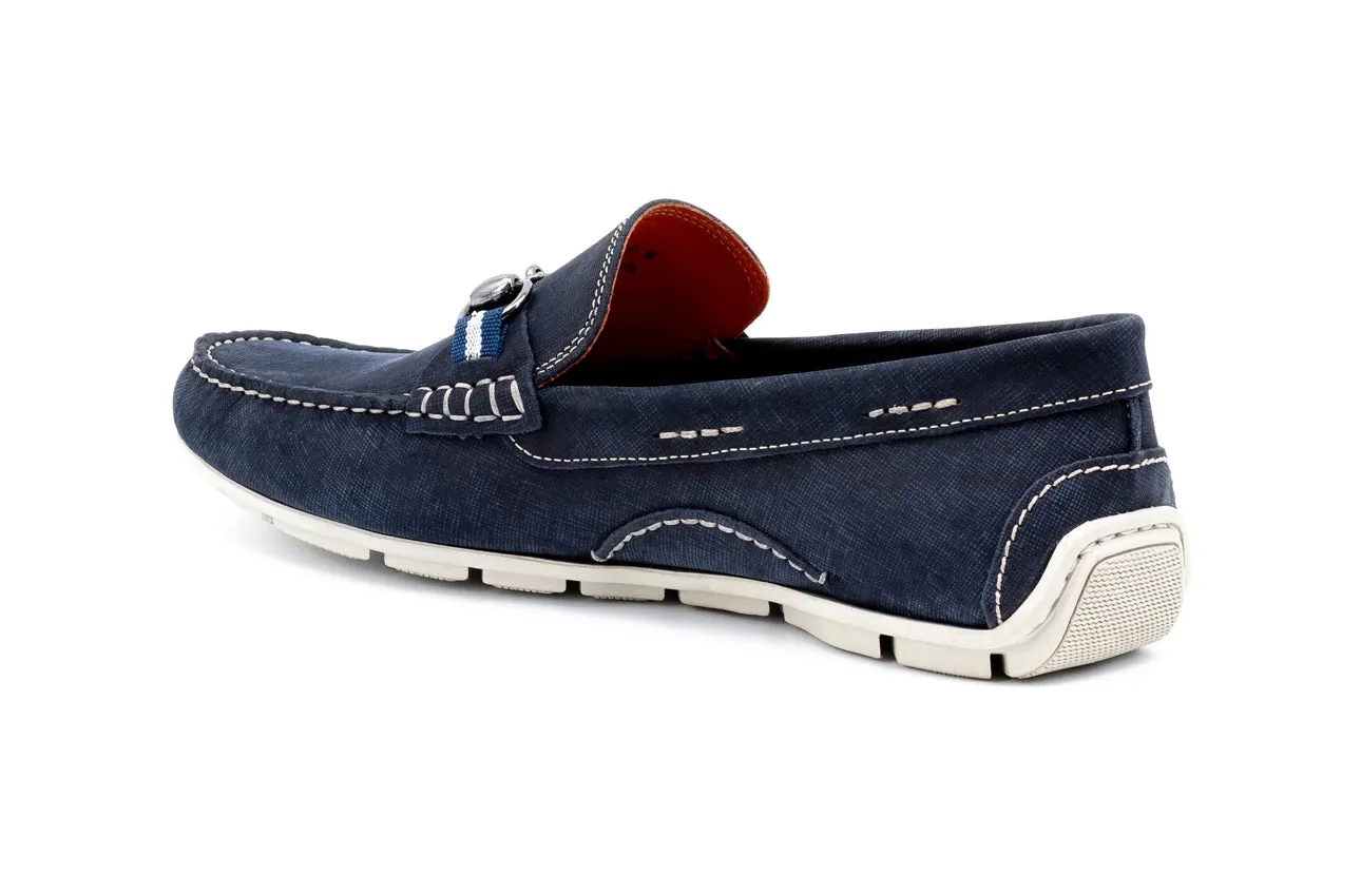 Bermuda Nubuck Horse Bit Loafers in Navy by Martin Dingman