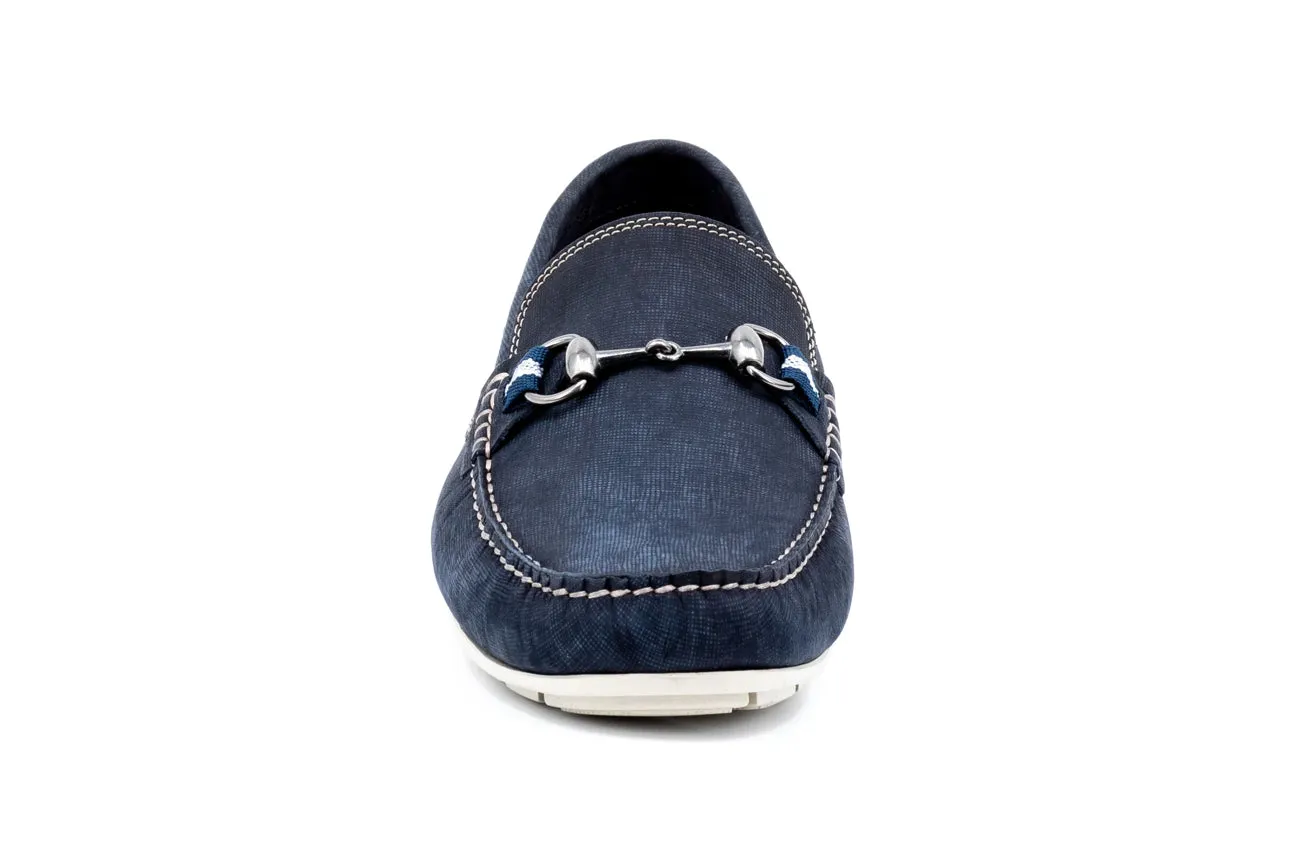 Bermuda Nubuck Horse Bit Loafers in Navy by Martin Dingman