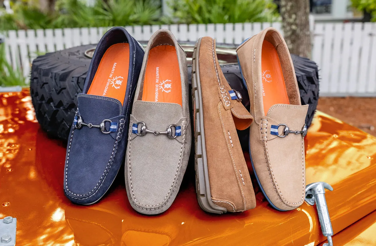 Bermuda Nubuck Horse Bit Loafers in Navy by Martin Dingman