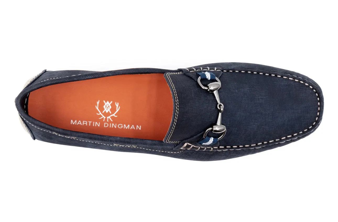 Bermuda Nubuck Horse Bit Loafers in Navy by Martin Dingman