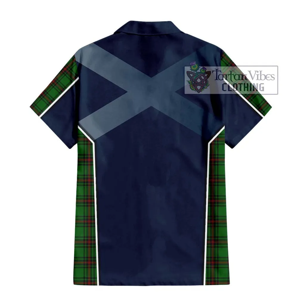 Beveridge Tartan Short Sleeve Button Shirt with Family Crest and Lion Rampant Vibes Sport Style