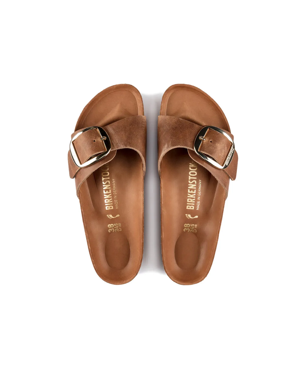 Birkenstock Madrid Big Buckle Oiled Leather Cognac Sandals