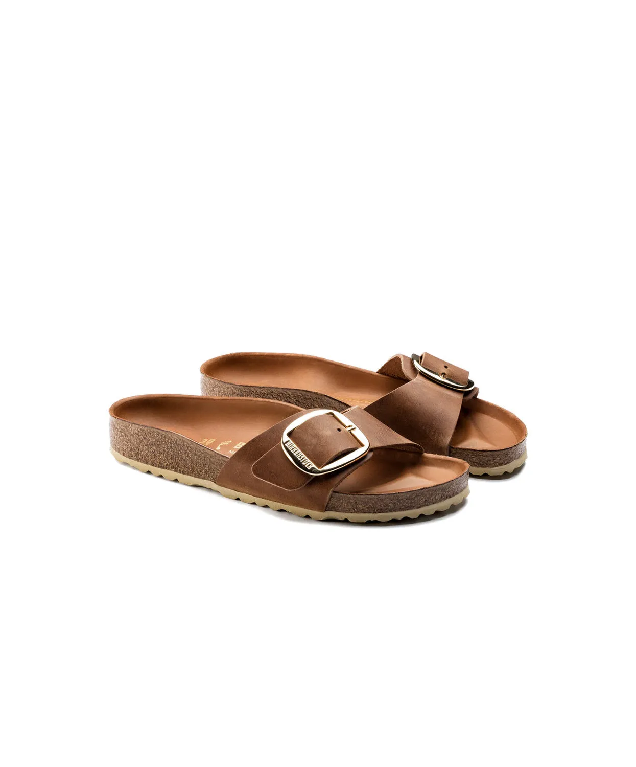 Birkenstock Madrid Big Buckle Oiled Leather Cognac Sandals