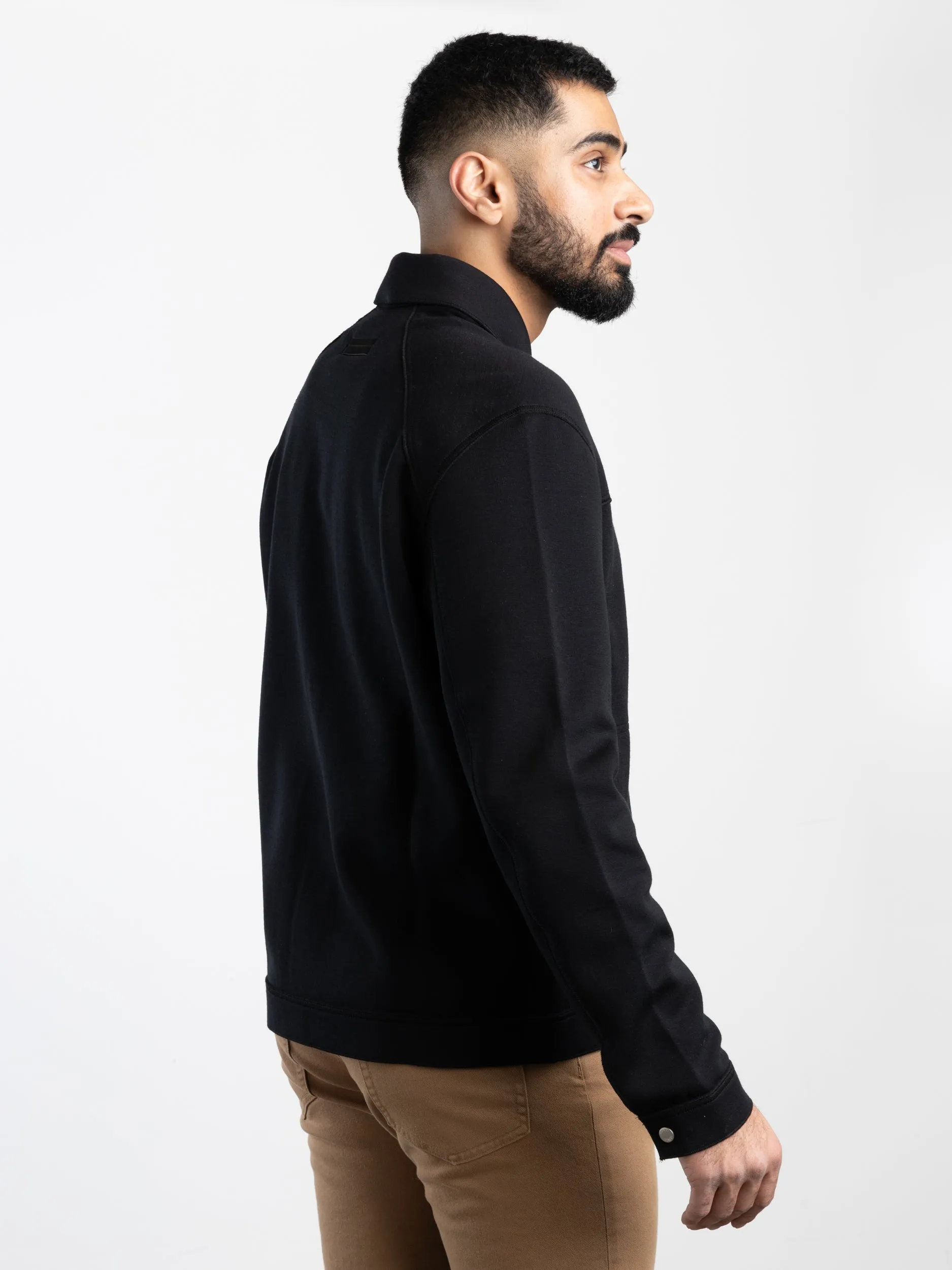 Black High Performance™ Wool Blend Overshirt