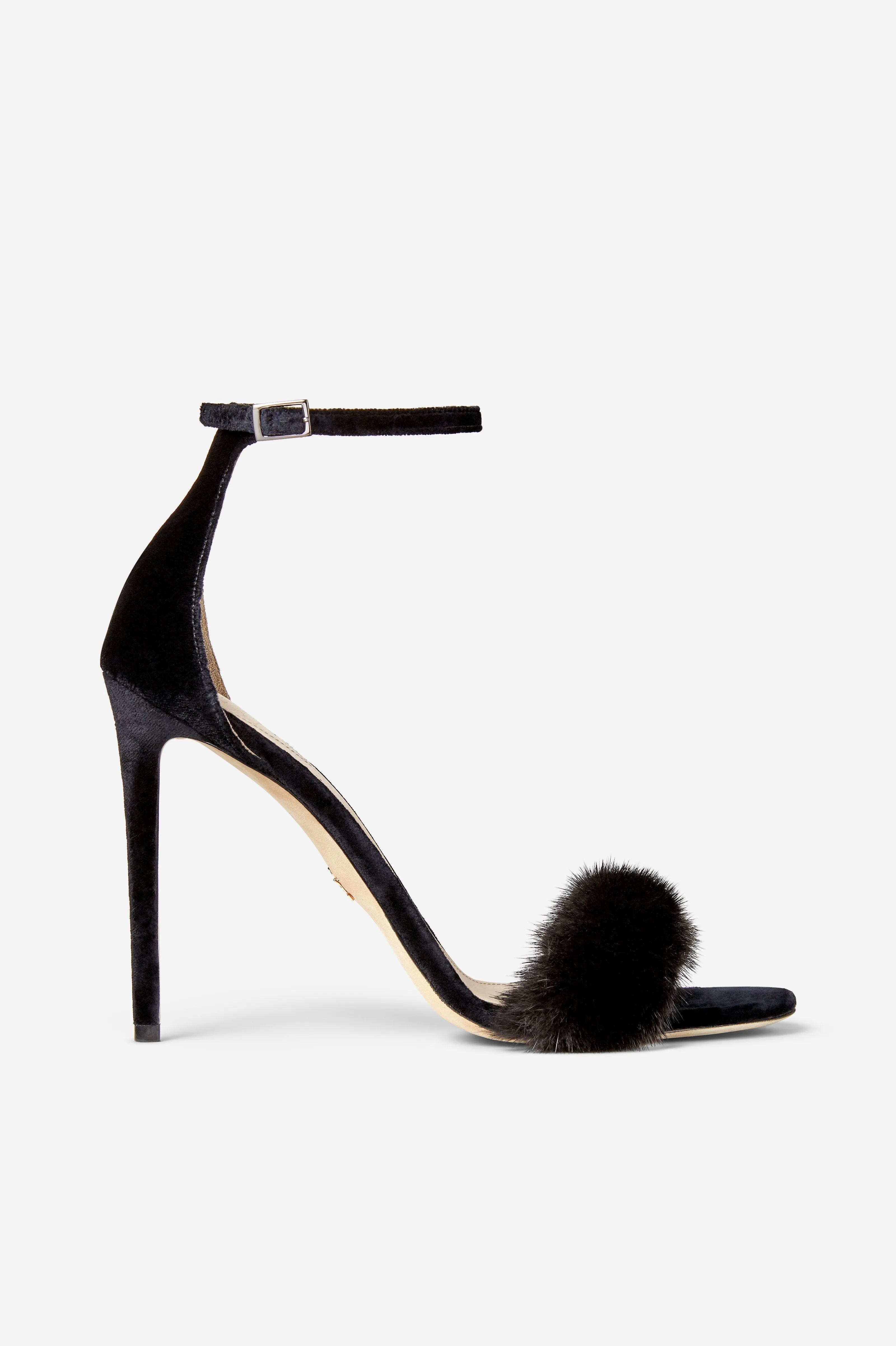 Black Mink and Suede Sandals