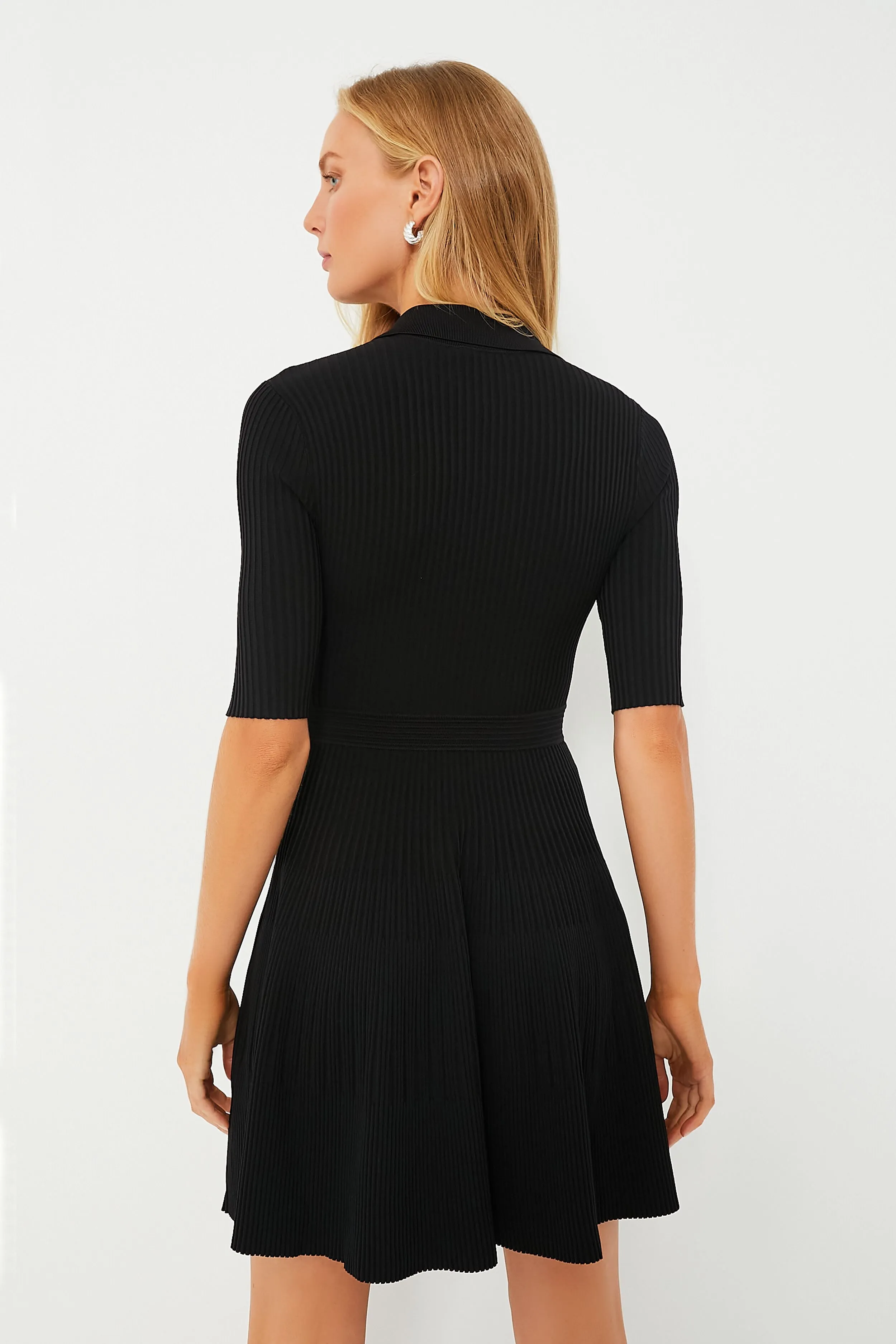 Black Patricia Core Compact Rib Polo Dress