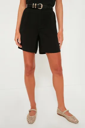 Black Pleated Felix Shorts