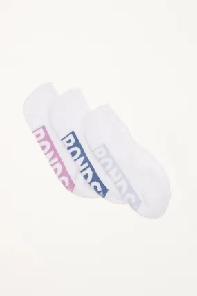 Bonds Womens Logo Cushioned Sneaker Socks 3 Pack - Berry/Denim/Lilac