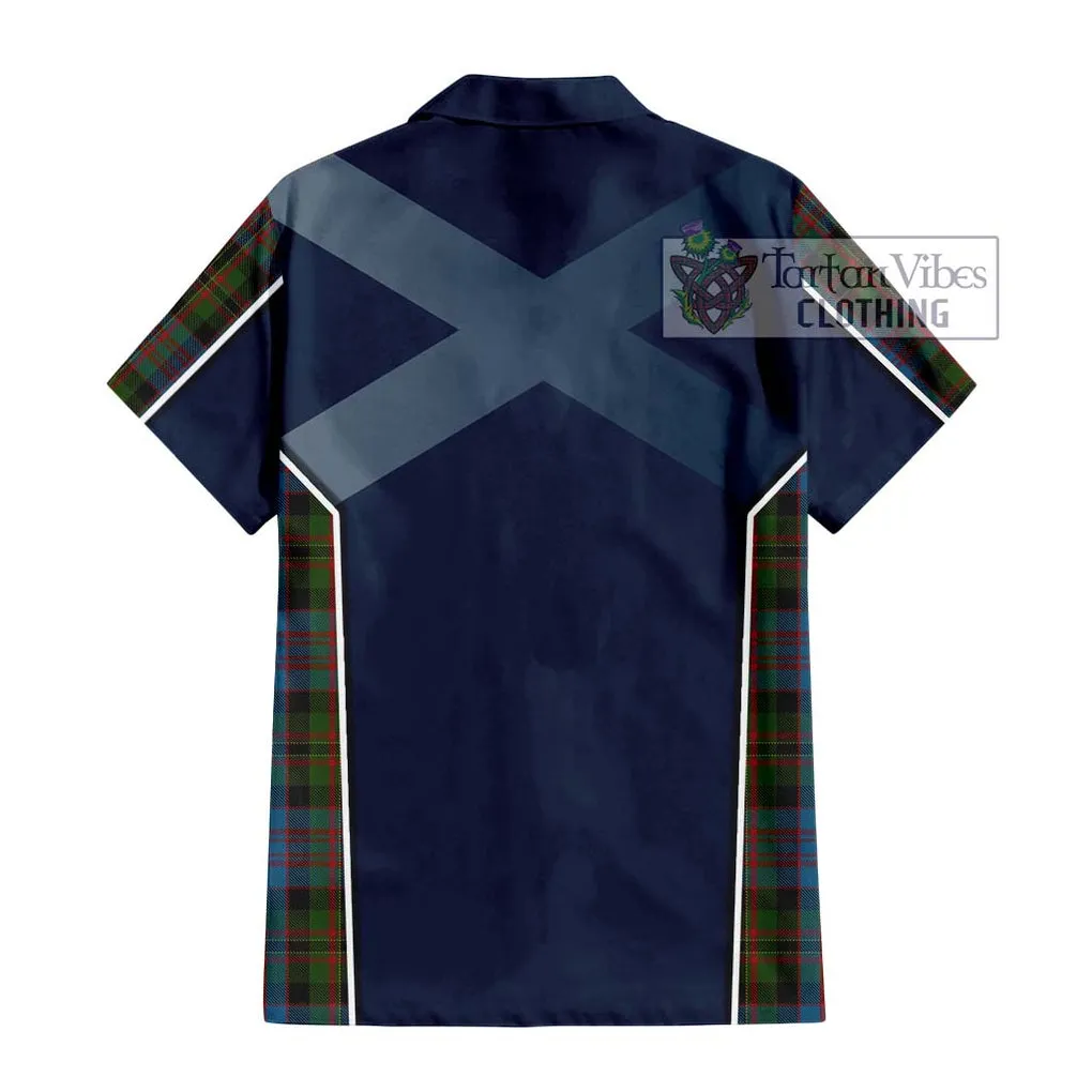 Bowie Tartan Short Sleeve Button Shirt with Family Crest and Lion Rampant Vibes Sport Style