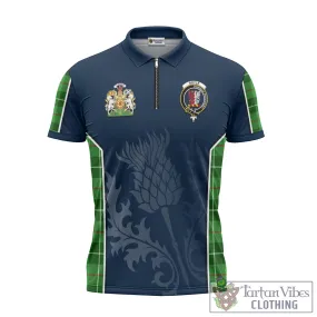 Boyle Tartan Zipper Polo Shirt with Family Crest and Scottish Thistle Vibes Sport Style