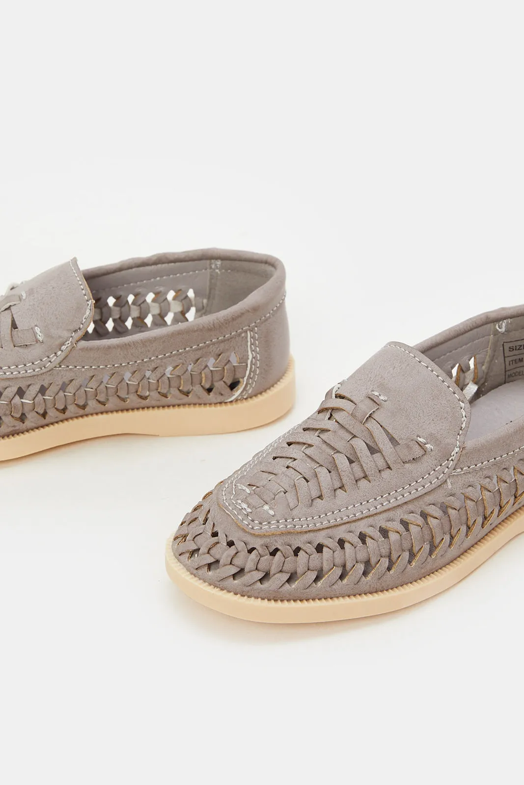 Boys Grey Woven Loafer