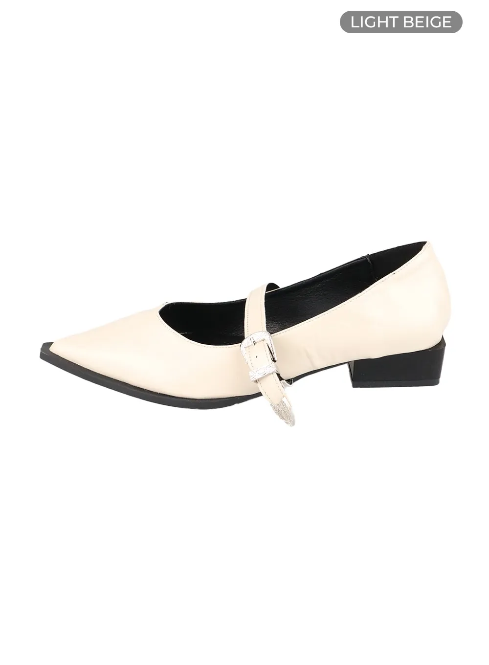 Buckle Pointed Toe Flats with Low Heels CA412