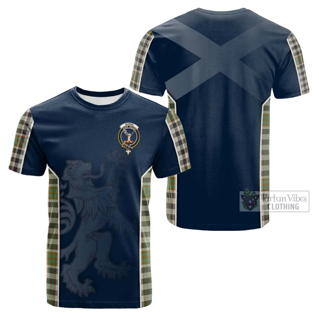 Burns Check Tartan Cotton T-shirt with Family Crest and Lion Rampant Vibes Sport Style