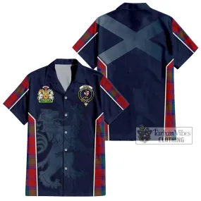 Byres (Byses) Tartan Short Sleeve Button Shirt with Family Crest and Lion Rampant Vibes Sport Style