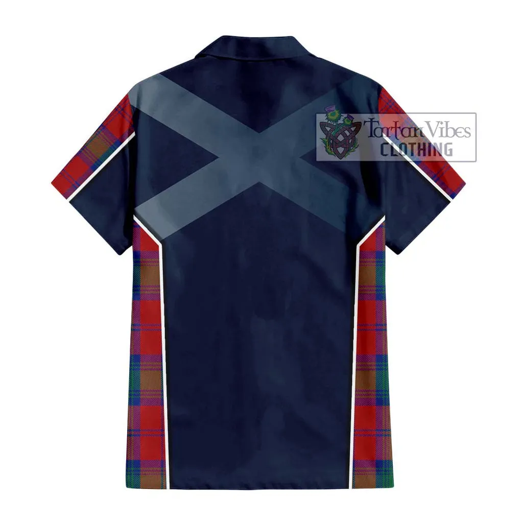 Byres (Byses) Tartan Short Sleeve Button Shirt with Family Crest and Lion Rampant Vibes Sport Style