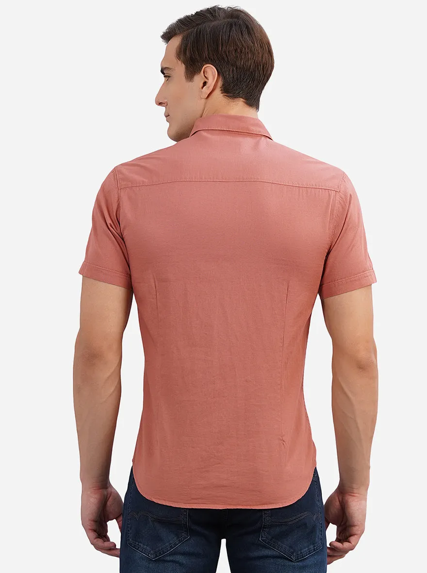 Canyon Clay Solid Slim Fit Semi Casual Shirt | Greenfibre