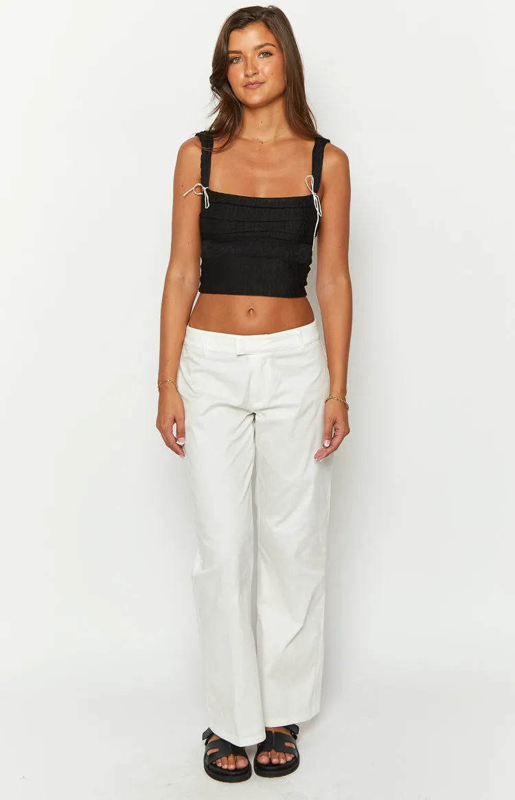 Cathryn White Mid Rise Pants