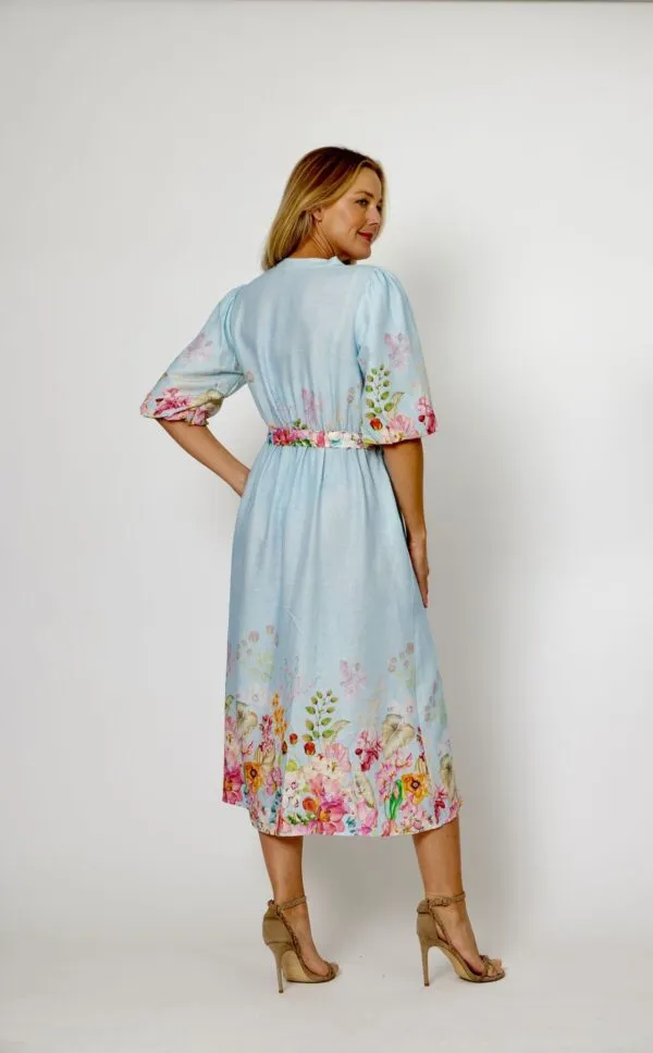 Celeste Linen Dress Blue