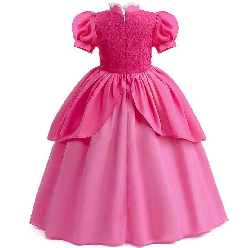 Children's Festival Party Girl Princess Dress Christmas Halloween Cosplay Lace Puff Bubble Sleeves Elegant Girls' Evening Dress