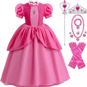 Children's Festival Party Girl Princess Dress Christmas Halloween Cosplay Lace Puff Bubble Sleeves Elegant Girls' Evening Dress