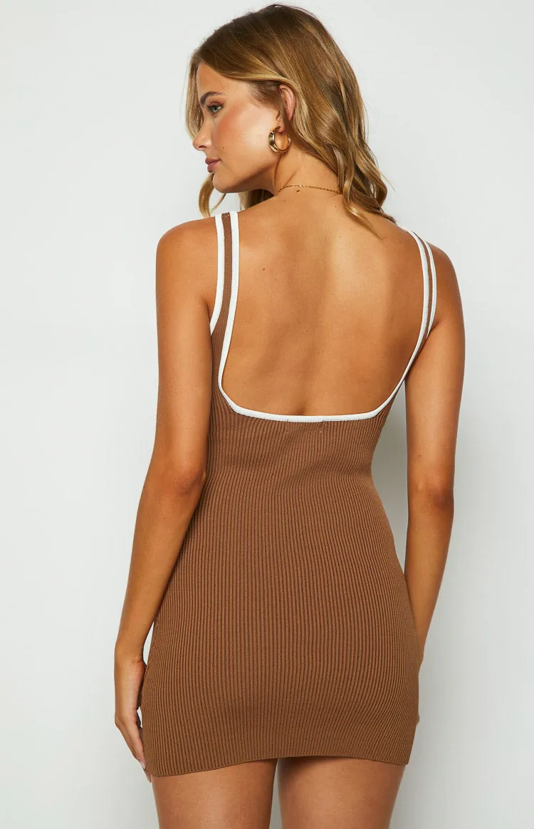 Clarity Brown Knit Mini dress