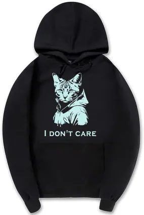 CORIRESHA Women's Cute Cat Hoodie Casual Long Sleeve Drawstring Men Letter Sweatshirt