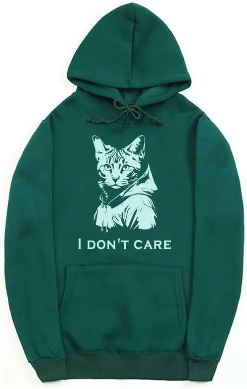 CORIRESHA Women's Cute Cat Hoodie Casual Long Sleeve Drawstring Men Letter Sweatshirt