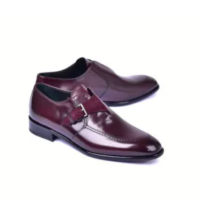 Corrente C053-6471 Men's Shoes Burgundy Suede / Calf-Skin Leather Monk-Strap Loafers (CRT1463)