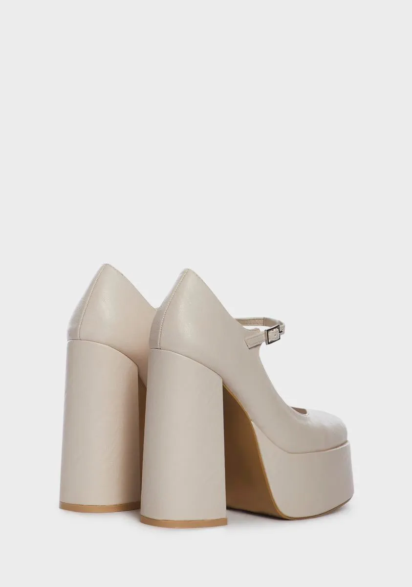 Cream Sweet Attitude Platform Heels