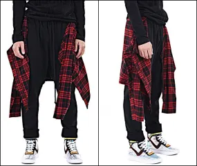 Dark Skirt Flannel Layer Men's Loose Casual Drop Crotch Harem Pants