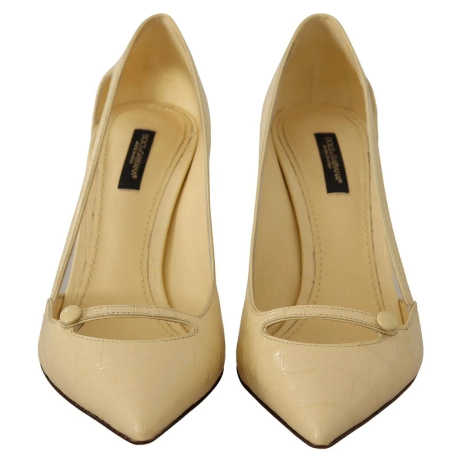 Dolce & Gabbana Chic Pointed Toe Leather Pumps in Sunshine Yellow