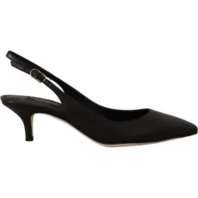 Dolce & Gabbana Elegant Black Leather Slingbacks Heels