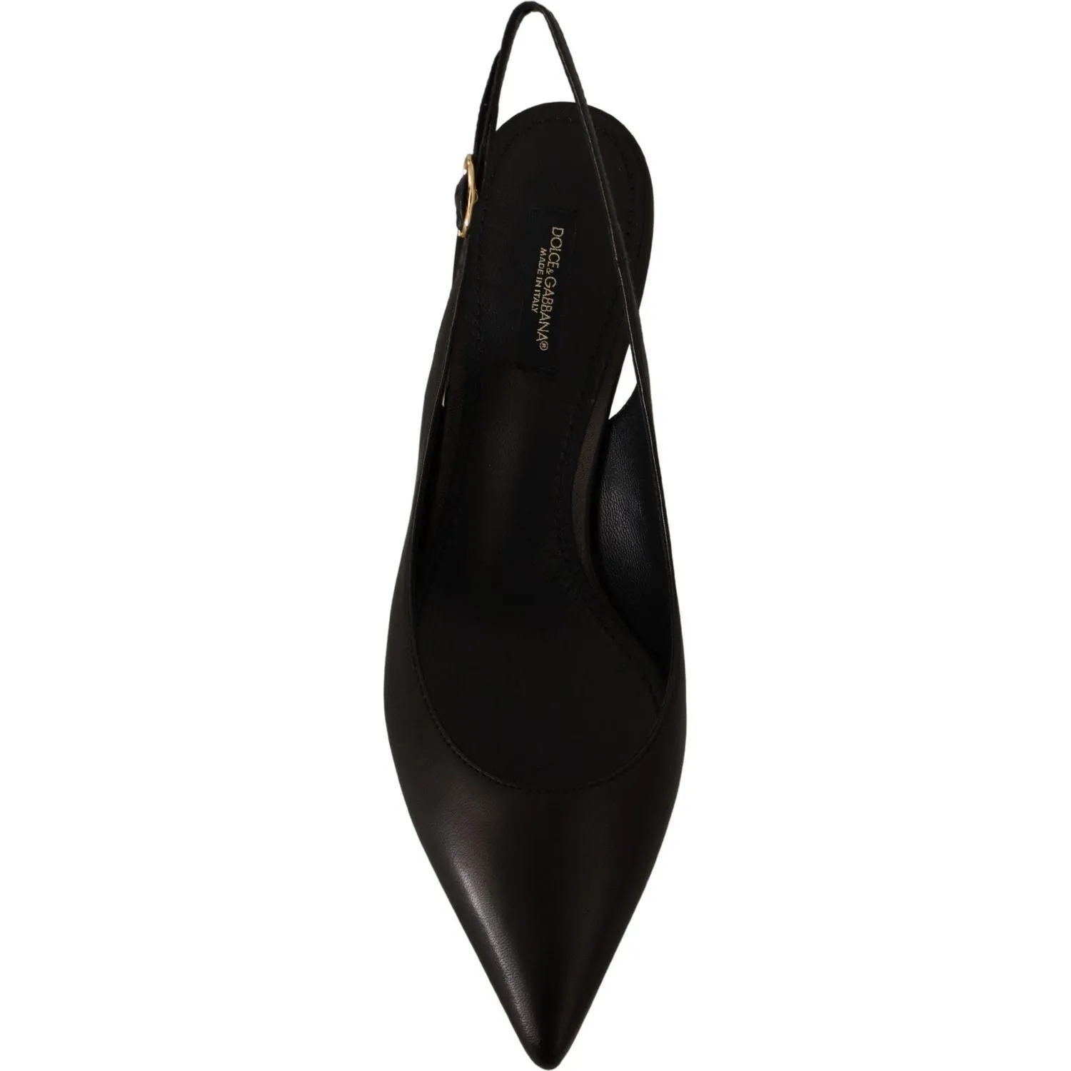 Dolce & Gabbana Elegant Black Leather Slingbacks Heels