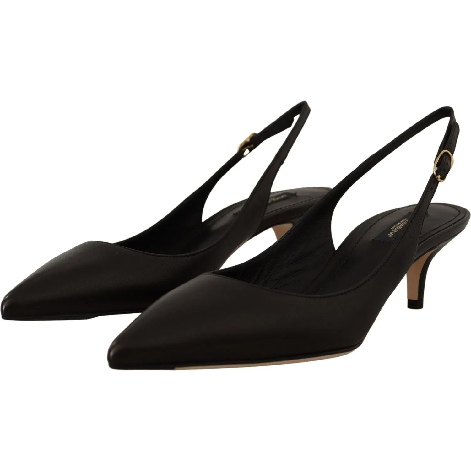 Dolce & Gabbana Elegant Black Leather Slingbacks Heels