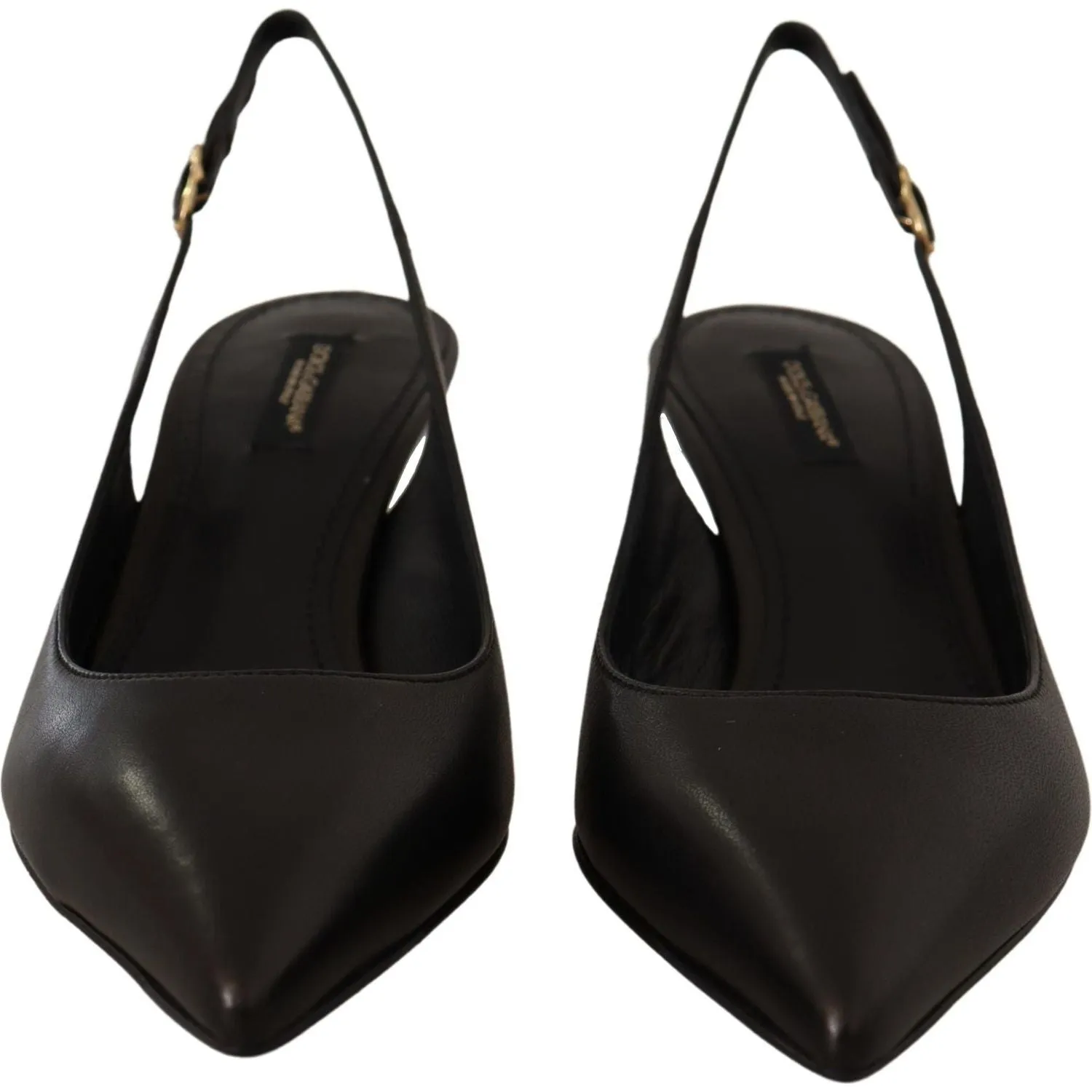 Dolce & Gabbana Elegant Black Leather Slingbacks Heels