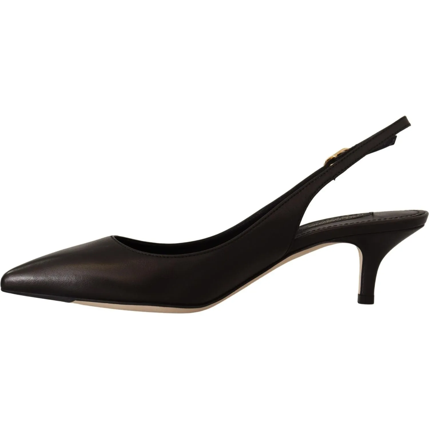 Dolce & Gabbana Elegant Black Leather Slingbacks Heels