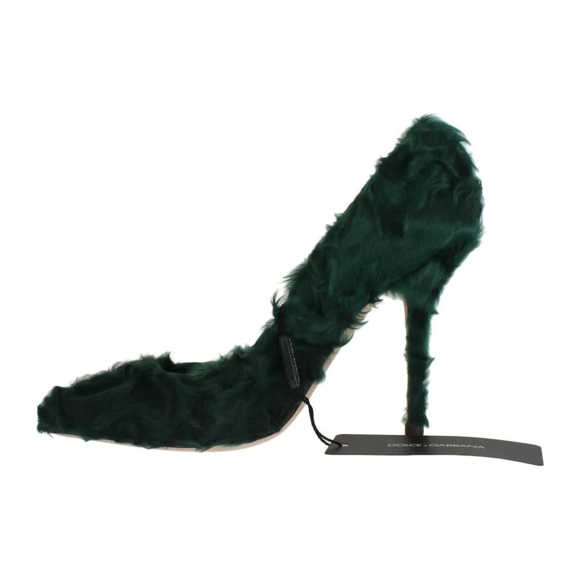 Dolce & Gabbana Elegant Green Xiangao Fur Leather Pumps