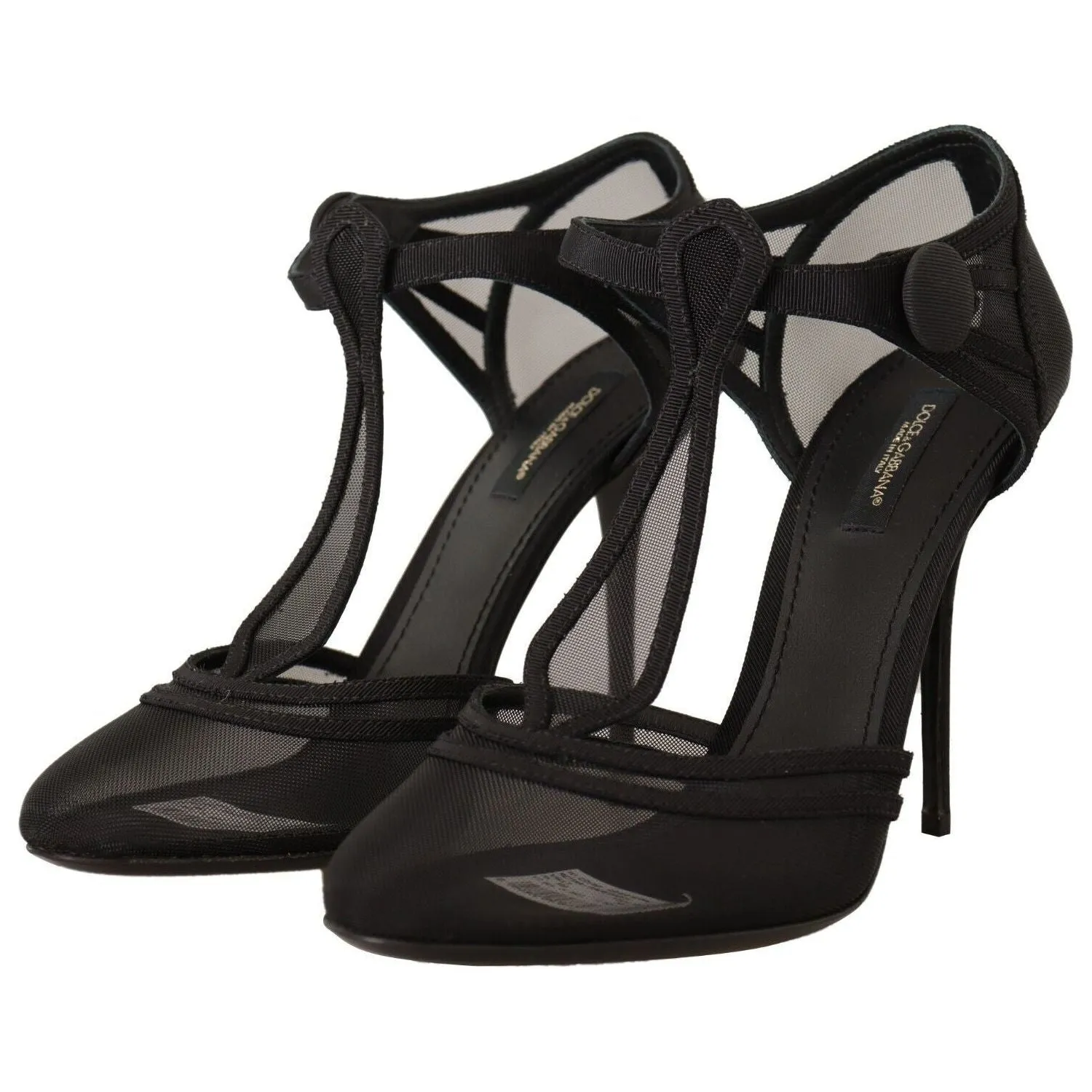 Dolce & Gabbana Elegant Mesh T-Strap Stiletto Pumps