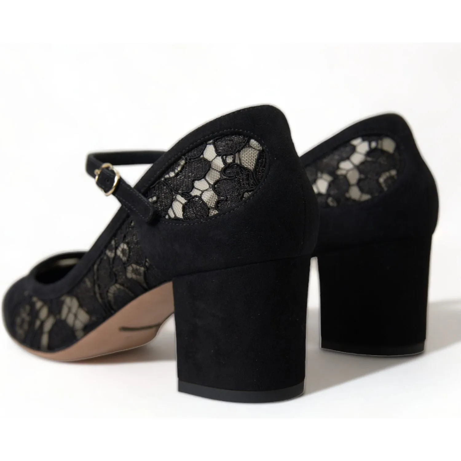 Dolce & Gabbana Elegant Suede Mary Jane Lace Heels